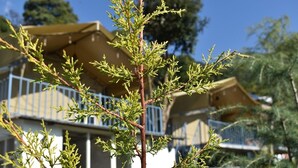 A building with balconies and a clear sky. - Camp Cedar (Baijnath)