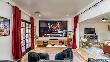 Smart TV, fireplace, video games, offices