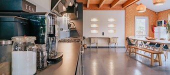 Modern wooden house with large garden and terrace near the beach (child-friendly)