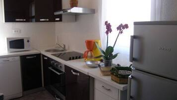 Apartment (A2) | Private kitchen | Fridge, dining tables