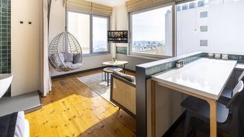 Honeymoon-Penthouse, Whirlpool, eingeschränkter Meerblick | Ausblick vom Zimmer