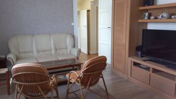 Televisie, een dvd-speler en een stereo