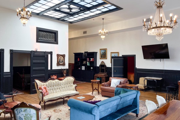 The Grand Chamber - Suite 12 | Living area | 55-inch flat-screen TV with satellite channels, TV, fireplace