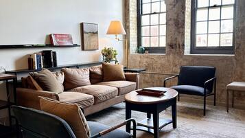 Smart TV, foosball, books, stereo