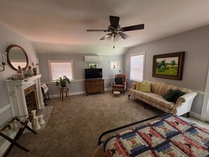 TV, fireplace
