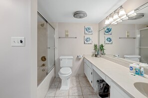Ensemble baignoire-douche, séchoir à cheveux, serviettes fournies, savon