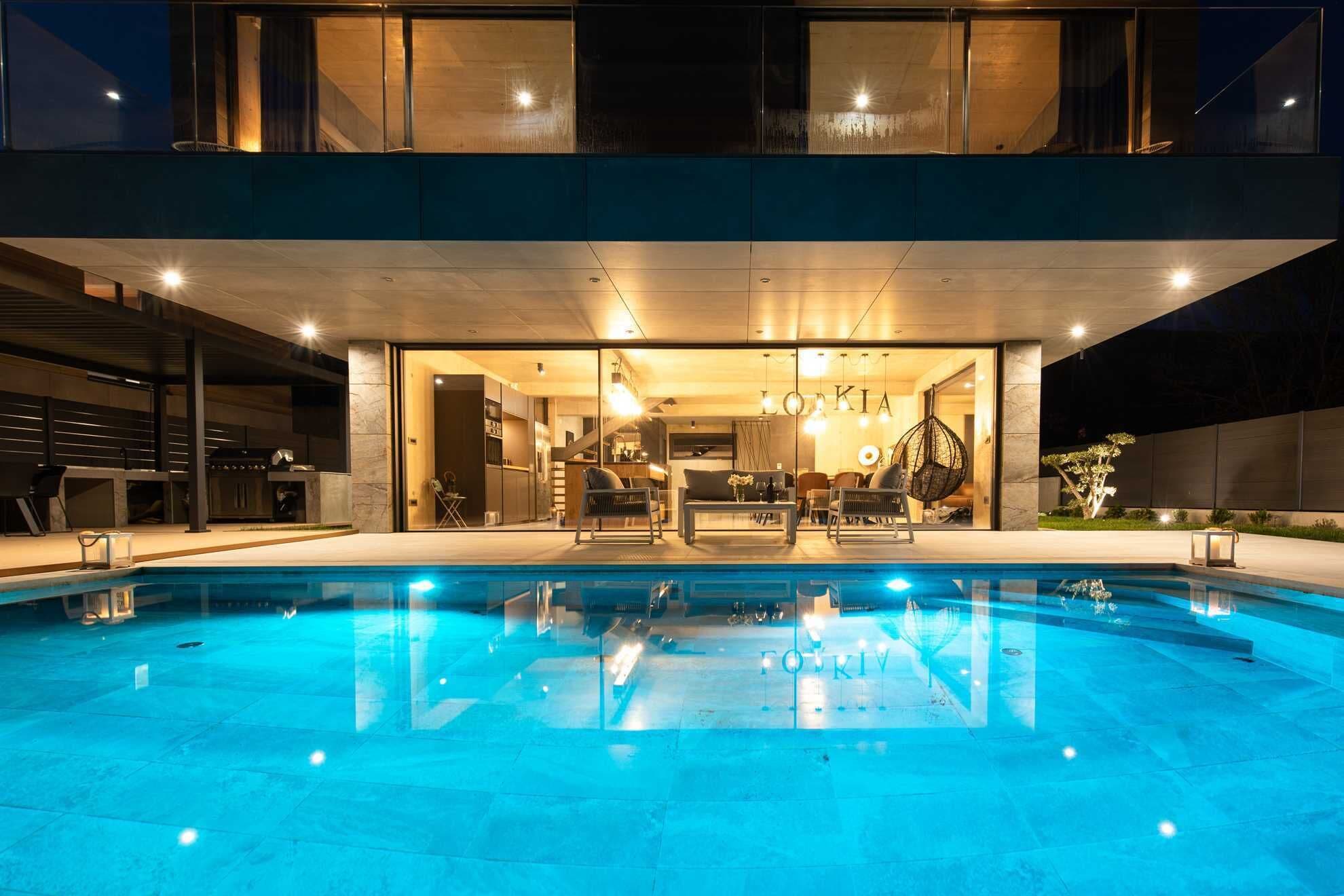 An infinity pool, a heated pool