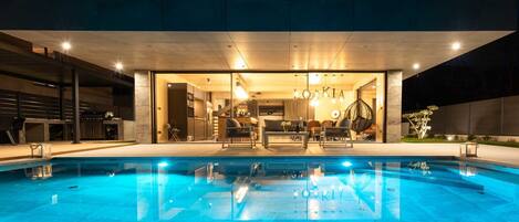 An infinity pool, a heated pool