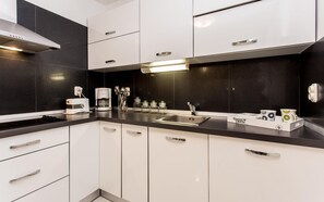 Fridge, microwave, dishwasher, toaster