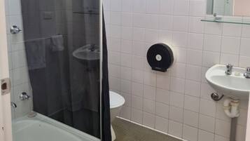 Shower, hydromassage showerhead, towels