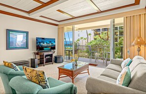 TV - Maui Resort Rentals: The Whaler 212 - Gorgeous Remodel, 1BR/2BA w/ Ocean and West Maui Mountain Views! (Lahaina)