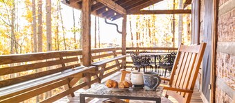 Dog Friendly Cabin near Asheville. Fenced Yard, Hot Tub, WiFi, Fireplace.