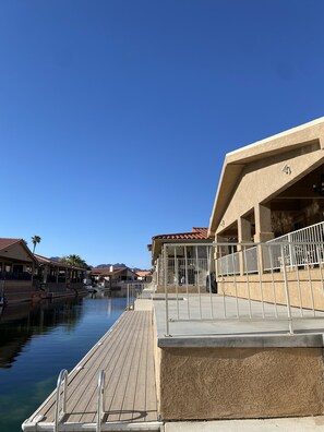 50 foot dock with large open patio for all your boating, sun & swimming needs . 