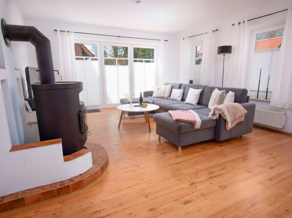 Televisión y chimenea