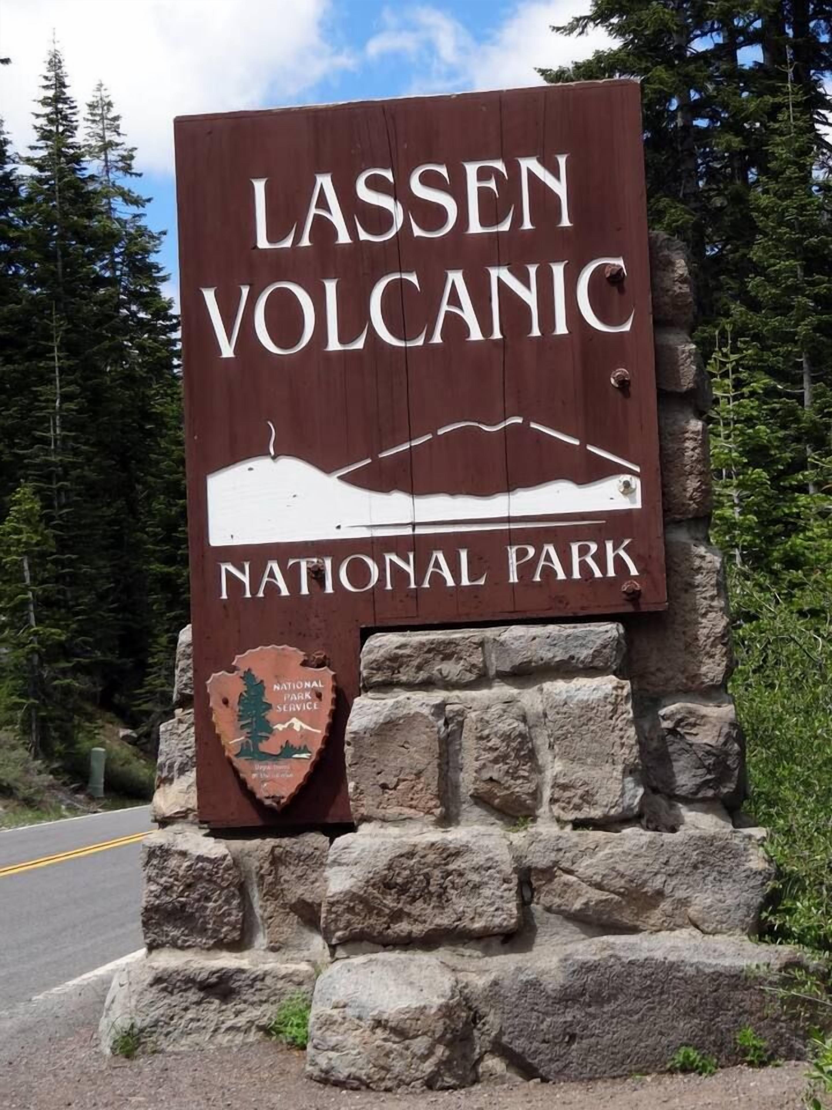 A sign for Lassen Volcanic National Park.