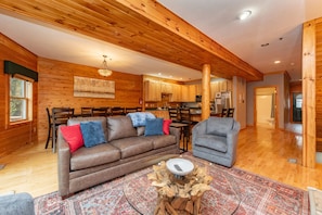 Smart TV, fireplace, foosball