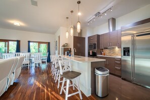 Electric kettle, high chair, dining tables