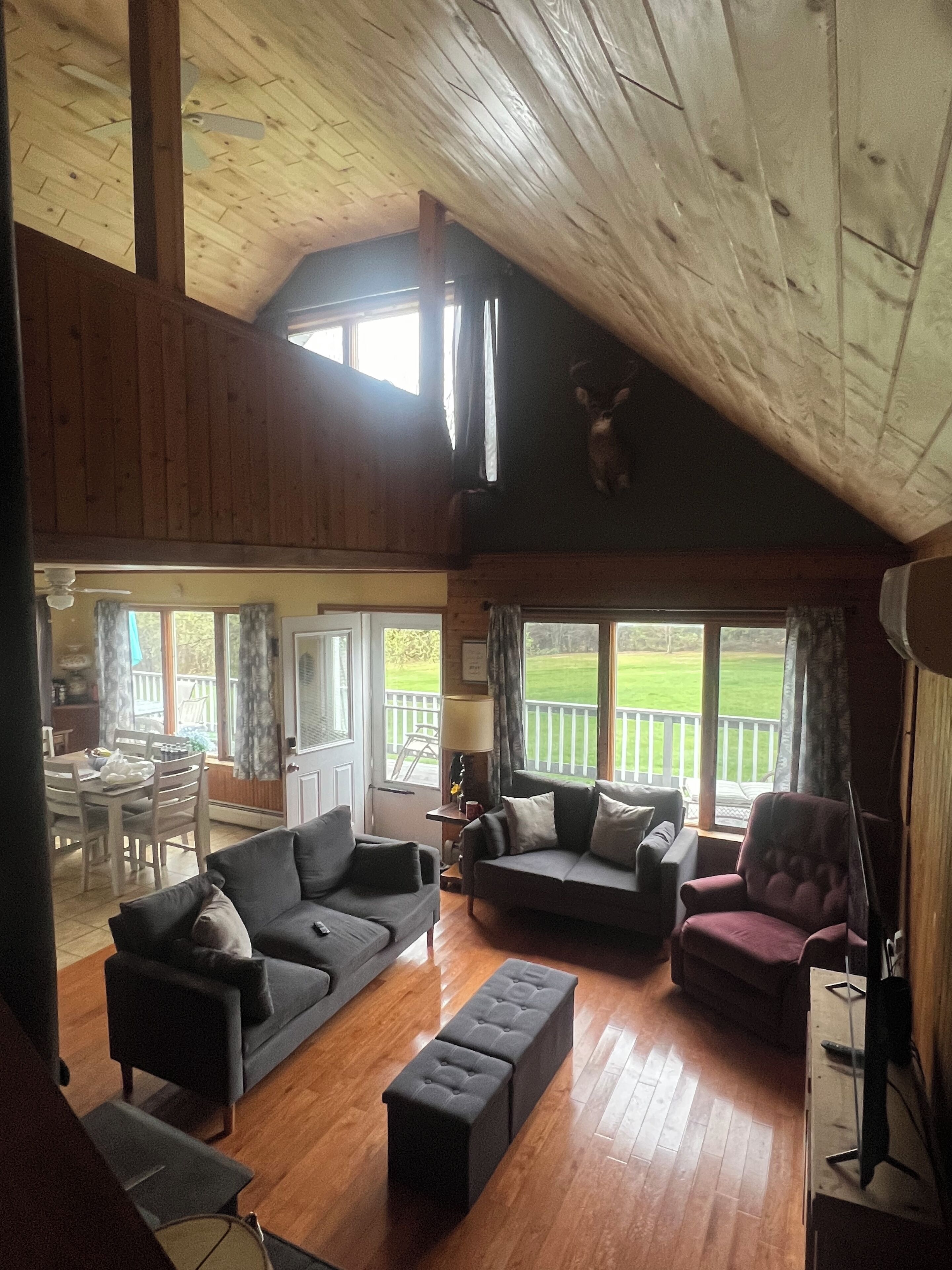 Smart TV, fireplace, computer monitors