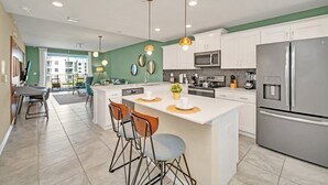 Coffee/tea maker, microwave, oven, stovetop - Colorful and Modern Condo Just 10 min From Disney! Balcony With Sweeping View. #2sl205 (Kissimmee)