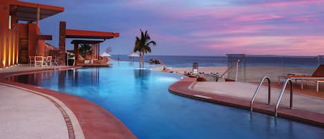 2 outdoor pools, pool cabanas (surcharge), pool loungers