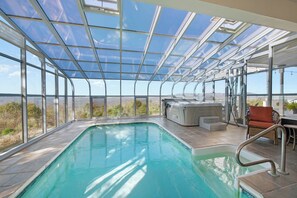 Indoor pool, a heated pool - Private 52 Acre Mountain Top, Heated indoor Pool & Spa, Pond, Trails, 5 bedrooms (West Paris)