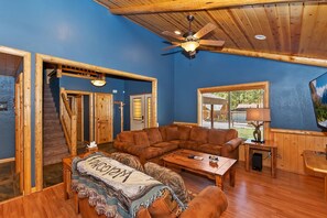 TV, fireplace, video games