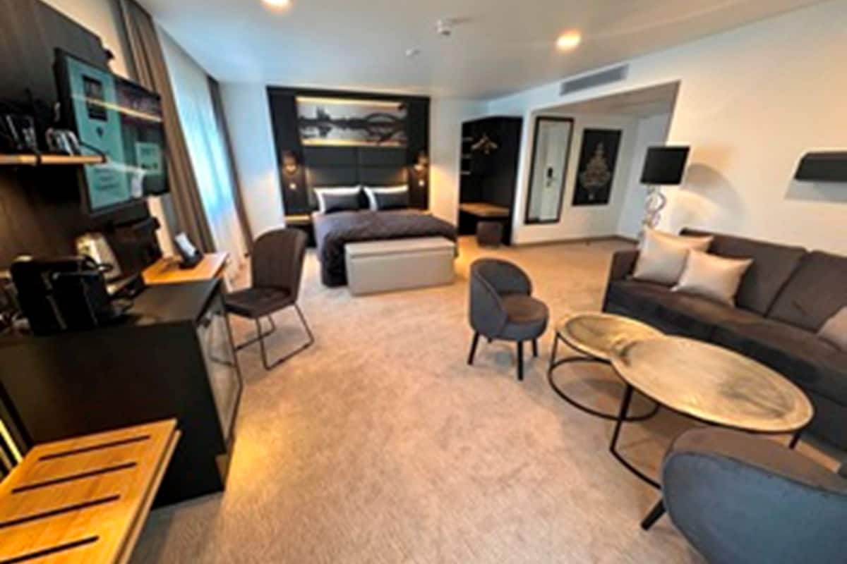 Panorama Suite mit Rhein Blick | 1 slaapkamer, luxe beddengoed, een kluis op de kamer