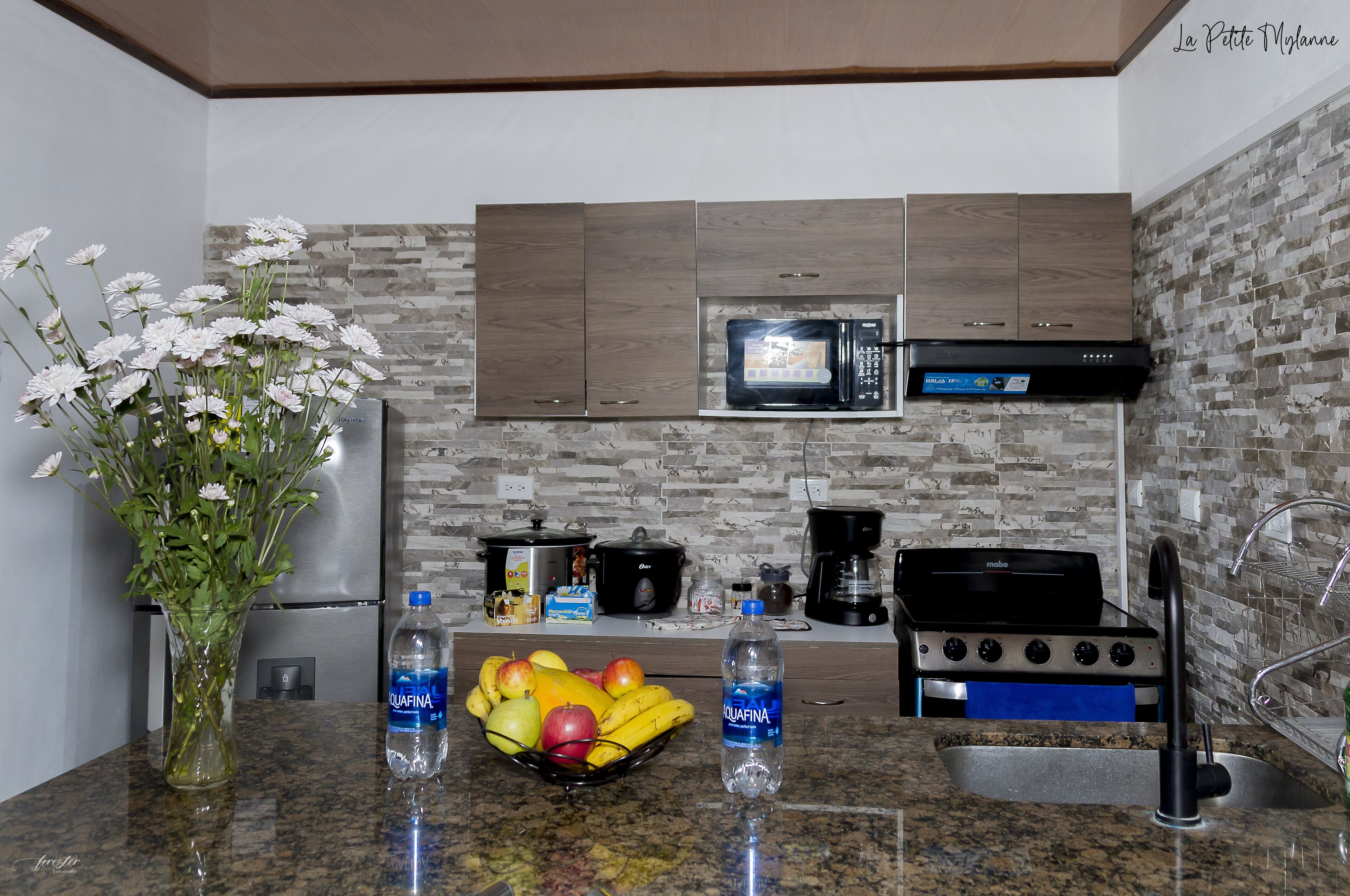 Microwave, oven, coffee/tea maker, electric kettle