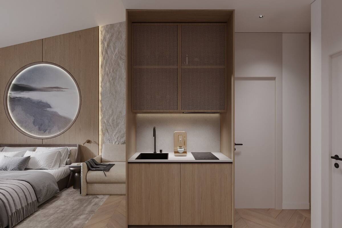 Executive-studio | Tallelokero huoneessa, työpöytä