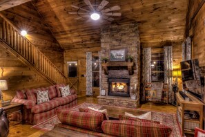 Cabin, 2 Bedrooms | Living room | 36-inch TV with cable channels - Fernhaven by Escape to Blue Ridge (Morganton)