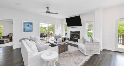 Classic-style Hamptons home, heated freshwater pool, fire pit, extensive...