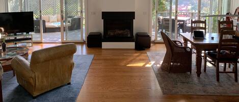 Smart TV, fireplace, printers