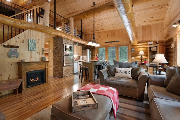 Smart TV, fireplace, DVD player, video library