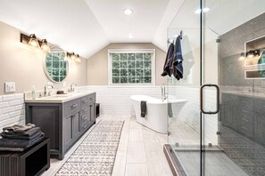 Combined shower/bathtub, hair dryer, towels, soap - 15 Min to Asheville! Spacious 7BR Home w/ Pool & Hot Tub | Perfect for Family Getaways! (Leicester)