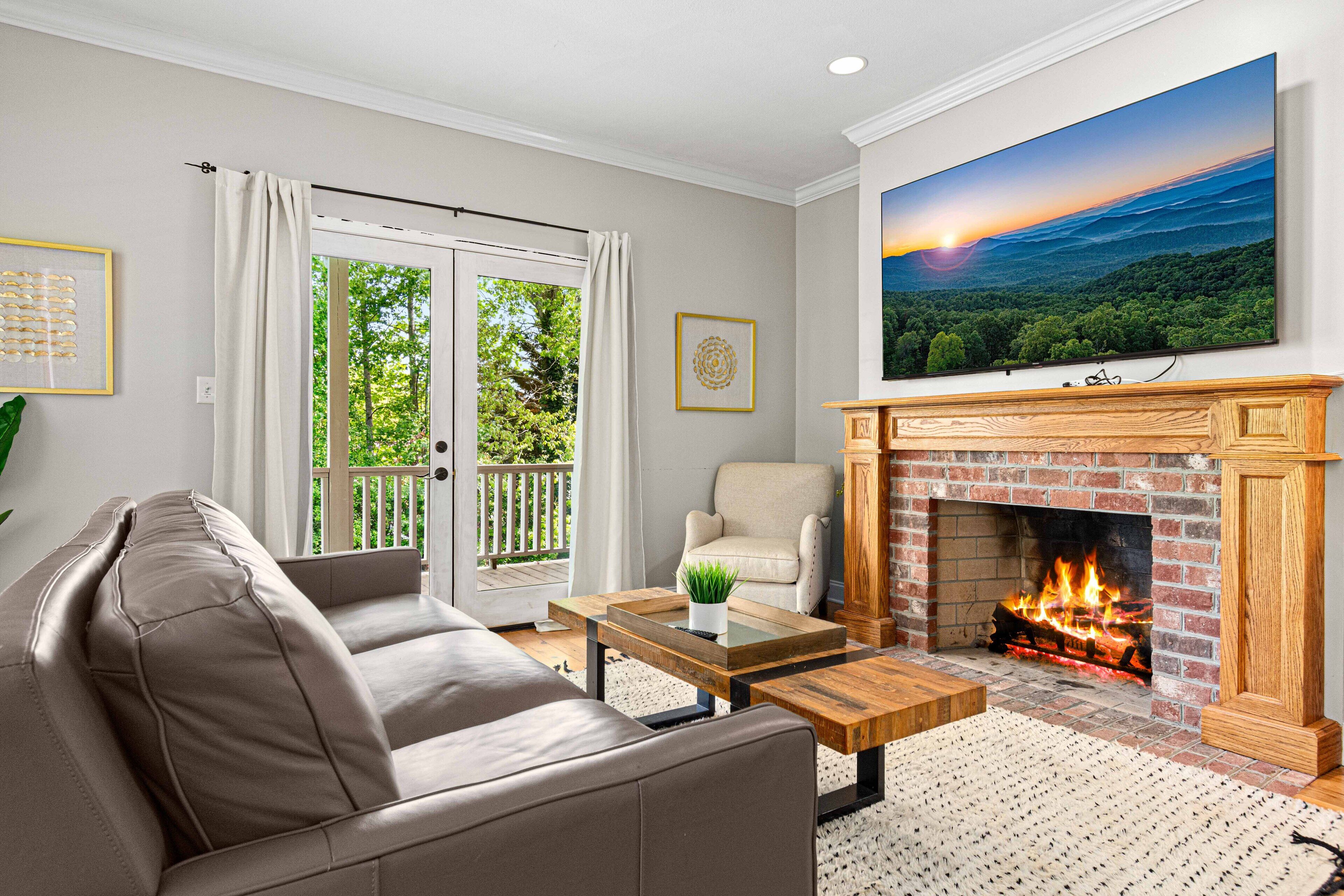 TV, fireplace, video games, foosball