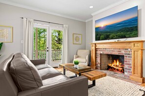 TV, fireplace, video games, foosball