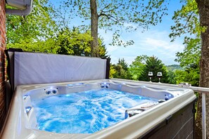 Outdoor spa tub - 15 Min to Asheville! Spacious 7BR Home w/ Pool & Hot Tub | Perfect for Family Getaways! (Leicester)