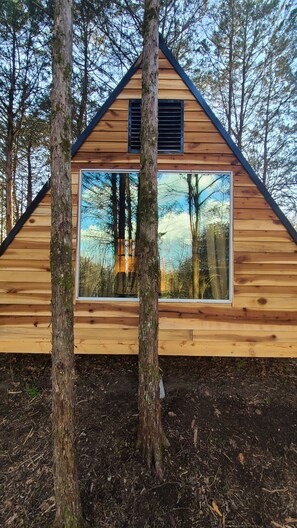 Exterior detail - "Lady A"-frame Glamping Cabin @Nolichucky River near Smoky Mtns. (Newport)
