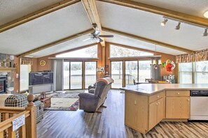 TV, fireplace - Waterfront Friendship Home w/ Private Pier! (Friendship)