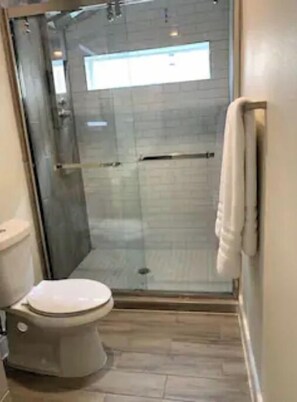 Shower, towels, toilet paper