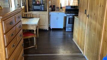 Microwave, coffee/tea maker, cookware/dishes/utensils