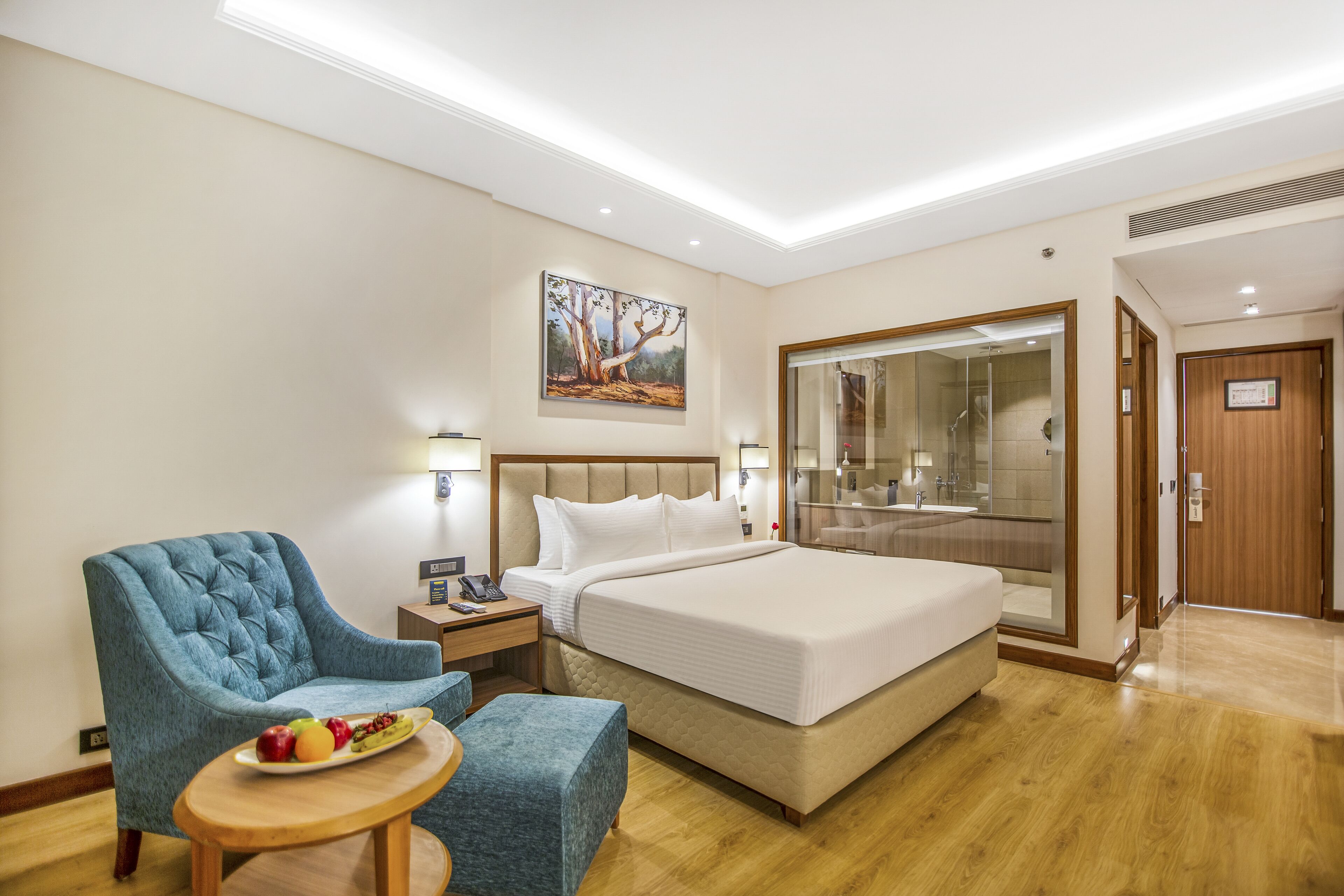 Premium bedding, memory-foam beds, in-room safe, desk