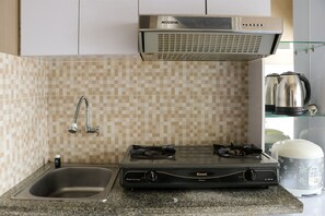 ห้องพัก | ครัวส่วนตัว | ตู้เย็น, เตาประกอบอาหาร, เครื่องครัว/จาน/ช้อนส้อม