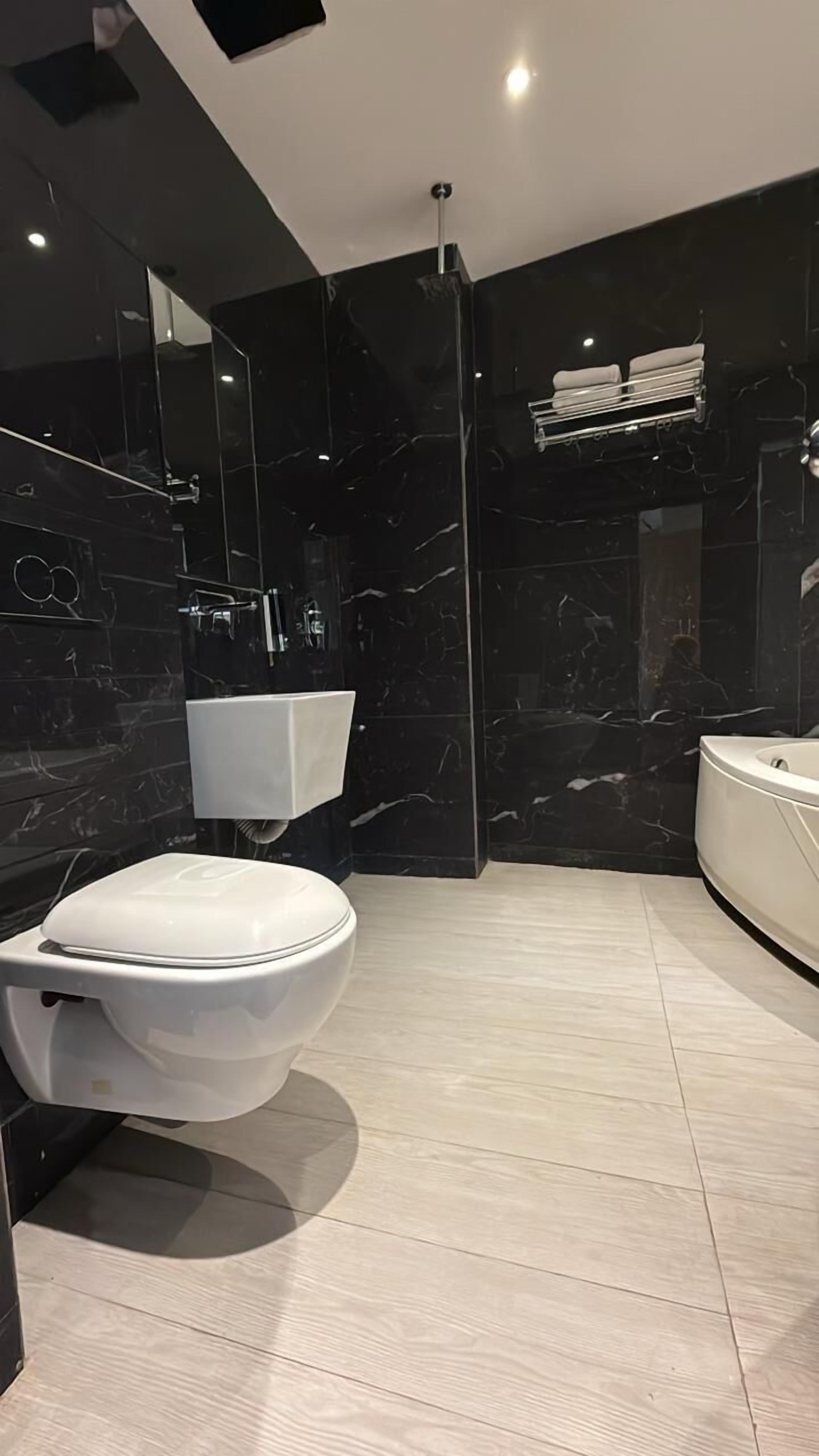 Habitación ejecutiva | Baño | Artículos de higiene personal gratuitos y toallas