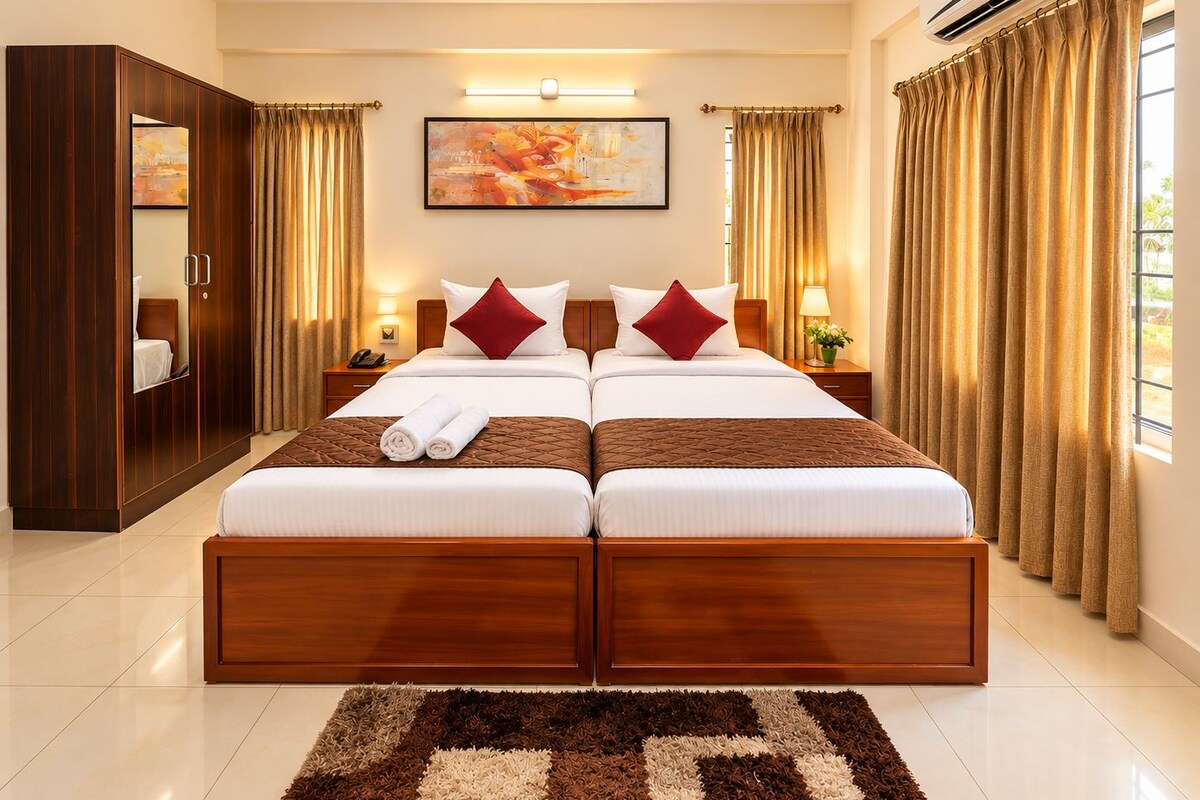 Deluxe Twin Room | Egyptian cotton sheets, premium bedding, WiFi (free)