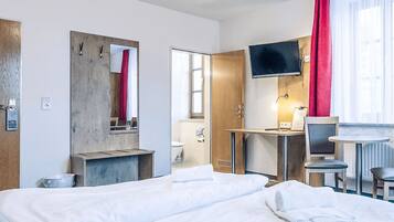 Desk, free WiFi, bed sheets