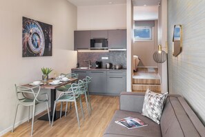 Luxury Apartment | Private kitchen | Mini-fridge, microwave, stovetop, espresso maker