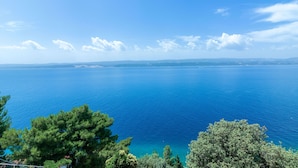 Vista costera con cielo despejado y mar tranquilo.