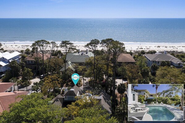Beach nearby - 5 Brigantine - 2nd row (25 yards) to the ocean . Great pool & patio area (Hilton Head Island)