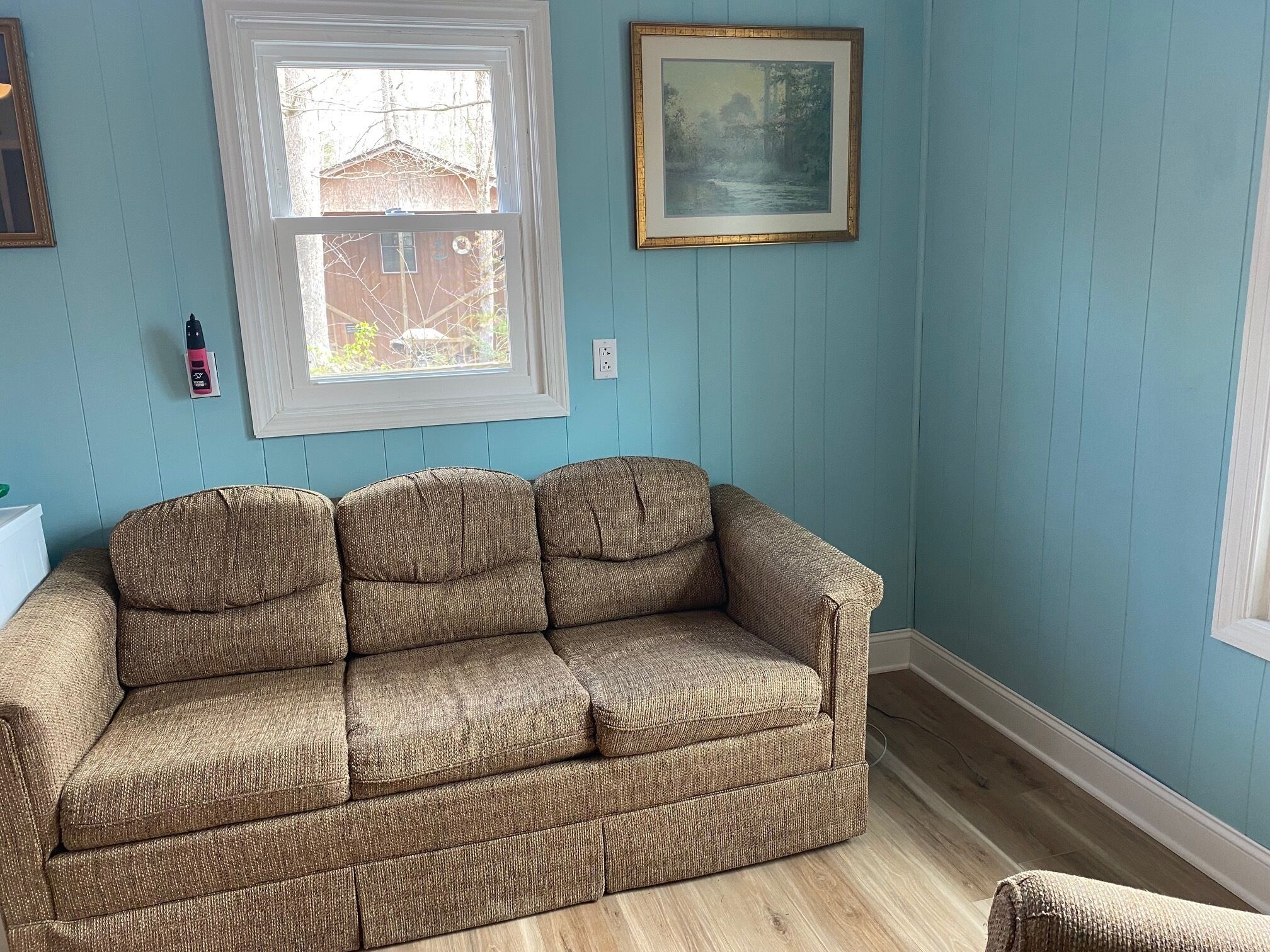 Cabin on wood Creek lake, with large deck.